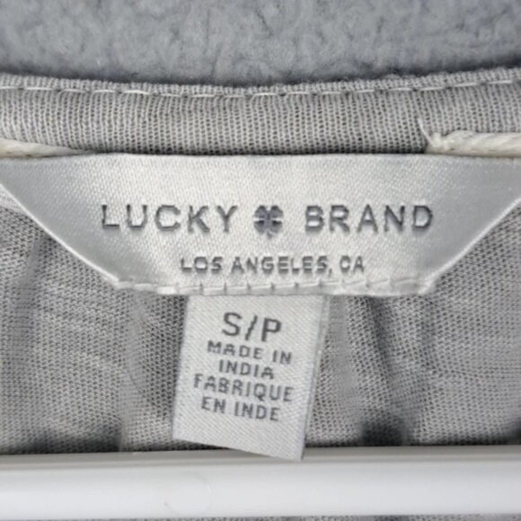 Lucky Brand Women's Small Peasant Blouse Tassle Tie Embroidered Grey - Picture 6 of 9